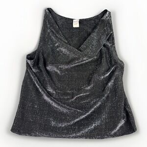 New Orleans French Quarter Women's Vintage Sheer Black Metallic Pullover Size L